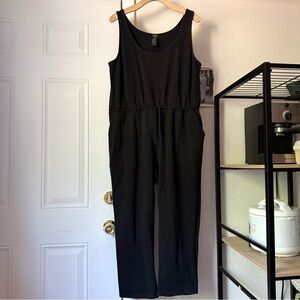 FOXBLOOD black rayon modal knit scoop neck sleeveless jumpsuit